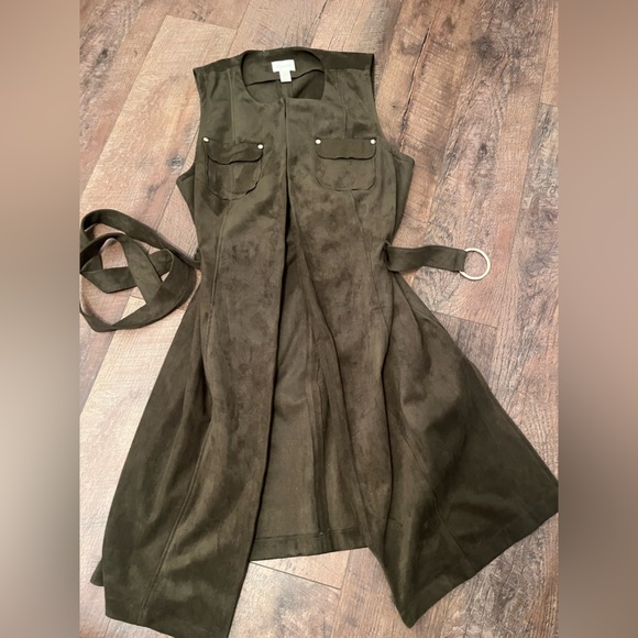 Chico's Open Vest - Olive Green - Picture 3 of 5